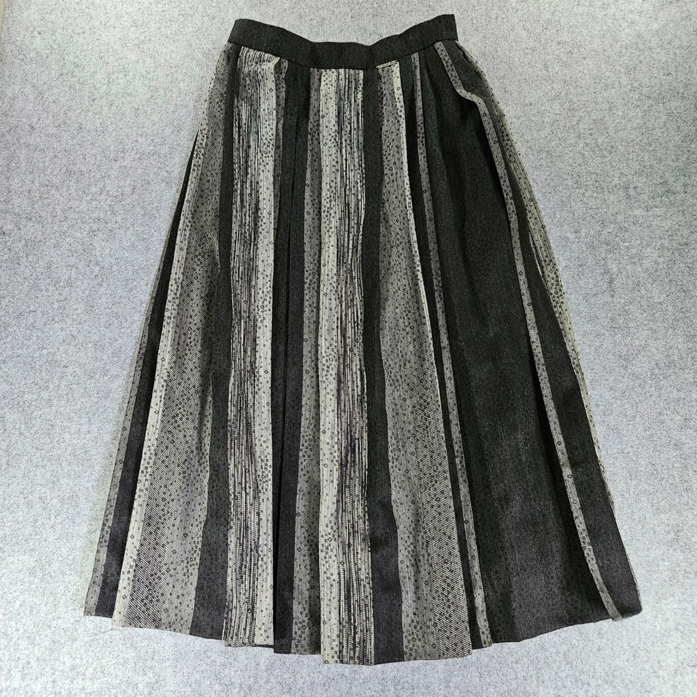 Geiger Austria Gray Striped Wool Midi A-Line Skirt Size
42/12